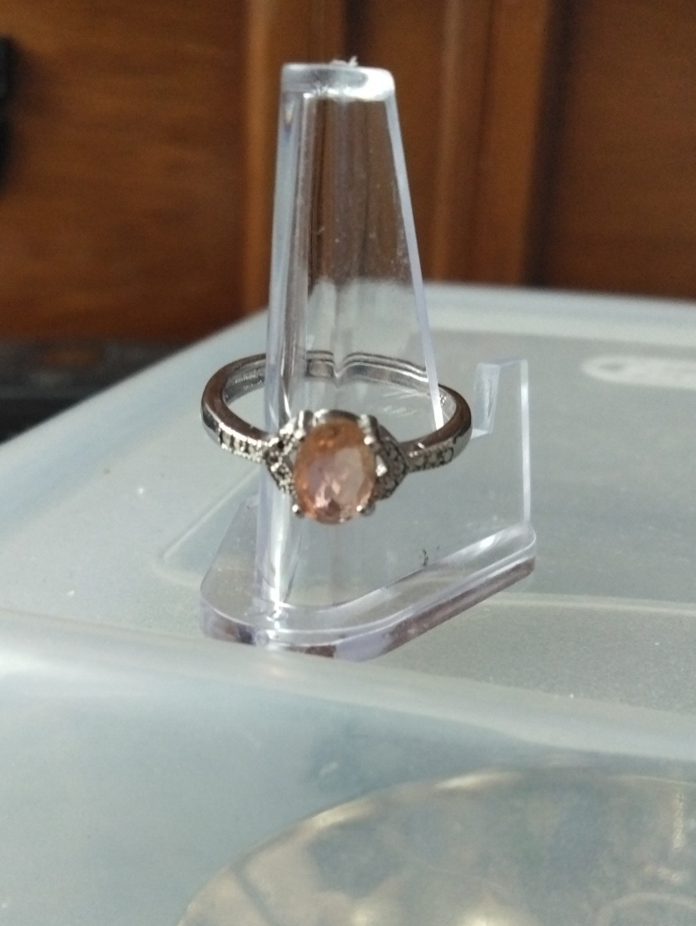 Peach Tourmaline Silver Ring